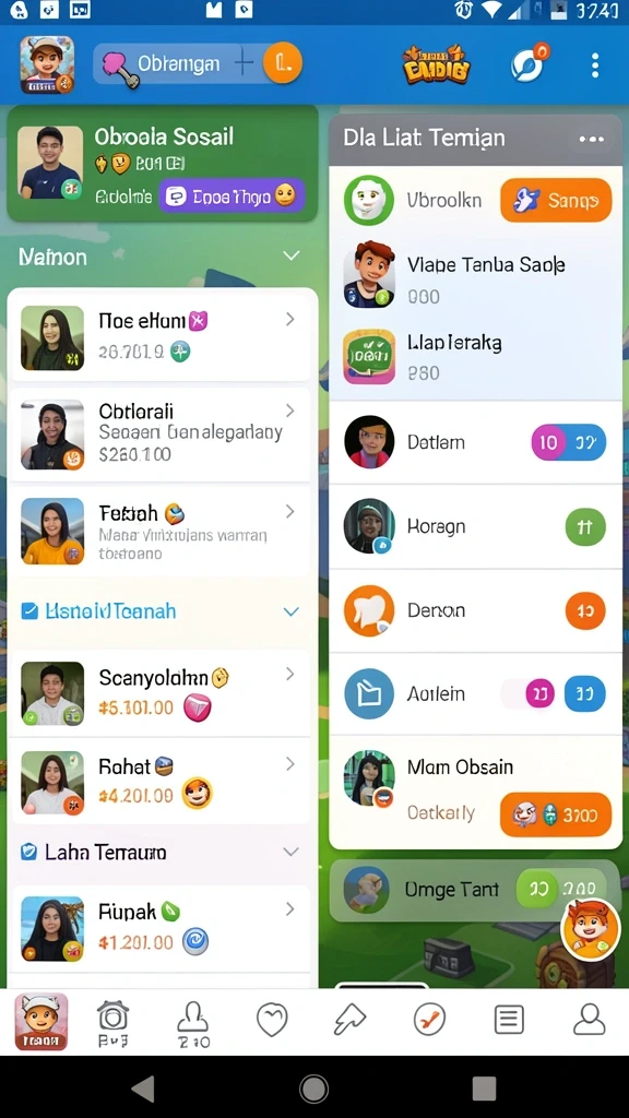 Visualisasi tantangan level yang beragam.